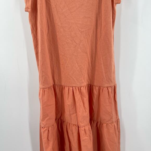 TOPSHOP Dress Size 2 Tiered Poplin Midi Peach Orange Casual Summer Ties NWT - Picture 10 of 13